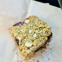Cherry Bakewell flapjack   at The Station Coffee + Kitchen in Stokesley