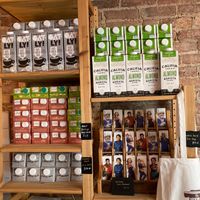 Lots of plant milk (for which they apply a surchage) at Madame Bonté in New York City