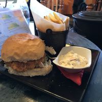 Vegan Burger, Fries and some vegan coleslaw  at Cafe Arriba in Isle Of Skye