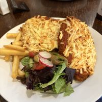 Plant based ‘chicken’ parma   at Fish Creek Hotel in Fish Creek