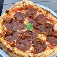 Vegan pepperoni pizza   at Full Moon in Sigulda