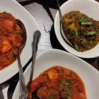 Begun kudu bhoona (added tofu), saag aloo, Shashi jain (added veg) at Zaika  in Stonehouse