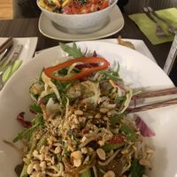   Noodles with mock meat and vegetables  at Veganam in Leipzig