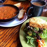 Breakfast sandwich and soup. at The Angry Baker - Olde Towne East in Columbus