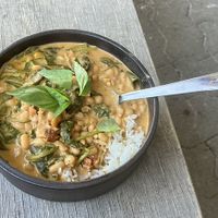 Vegan butter beans with rice and spinach  at Onyx Boulderspot Café in Leipzig