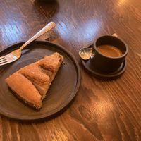Vegan cake and espresso  at Onyx Boulderspot Café in Leipzig