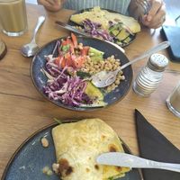 Some of best vegan cheese I've had! (In homemade wrap) at Le Rouge-gorge Restaurant in Menton