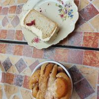 Cinemaon bun and coconut cake at Nomi the Karakal in Malmo