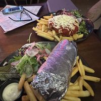 Vegan souvlaki and vegan Parma  at Cornish Arms in Brunswick