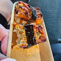 Veg tempura nigiri at Niko Niko Adelaide St in Brisbane