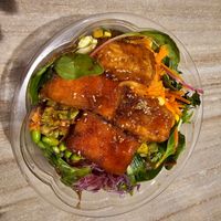 Tempura tofu poke bowl at Niko Niko Adelaide St in Brisbane