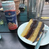 San Pellegrino Blood Orange drink and Vegan Jaffa Cake (marked as ‘Vegan Jaffa’)    at The Bishop's Table in Wells