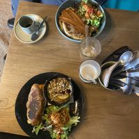 Salty croissant and pancakes and bacon  at Nöje   in Brussels
