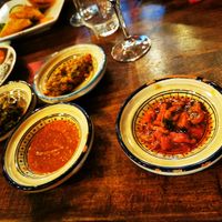 Salades de poivrons, de tomates, d'épinards at La Kasbah in Brussels