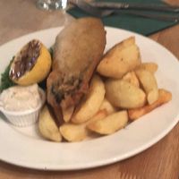 Phish and chips  at Samphire Brasserie in Plymouth