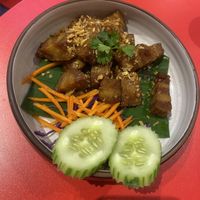 Fried pork with garlic  at V Street - Emsphere in Bangkok