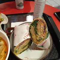 Best I've tasted so far, great balance of sauce, vegetables and vegan chick'n. I immediately ordered one more for the evening lunch to take away. at V Street - Emsphere in Bangkok