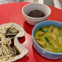 Green curry with rice berry and “Lord of Dumplings”  at V Street - Emsphere in Bangkok
