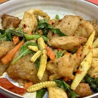 Keemao Crispy Noodle 😋 (actually satisfyingly chewy, not crispy)  at V Street - Emsphere in Bangkok