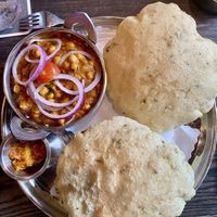Chole Bature: Fried flat bread with chickpea curry   at SVAAdish - Winterhude in Hamburg