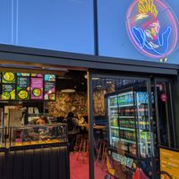 Outside and inside of Chutney at Chutney Indian Food in Berlin