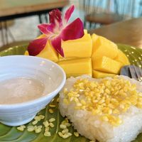 Mango with sticky rice (95 THB)  at One Tomyumkung Thai and Vegan Food in Chiang Mai