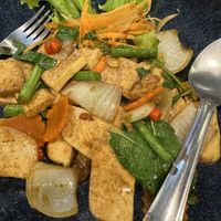 Basil tofu   at One Tomyumkung Thai and Vegan Food in Chiang Mai