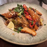 Fried Udon with Planted Beef  at Le Petit Saigon in Biel
