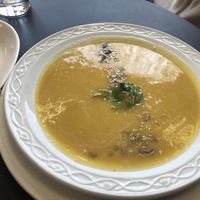 The very pleasant pumpkin soup  at VeGaNuTi in Yeovil