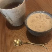 Black tea and chai tea latte with soy milk  at Bon On Shya International Cafe in Koya