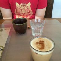 Coffee and iced chai with soy milk at Bon On Shya International Cafe in Koya