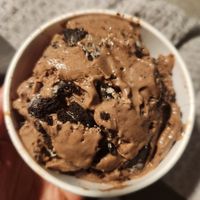 Silk chocolate almond milk ice cream blended with oreos at Cold Stone Creamery in Frisco