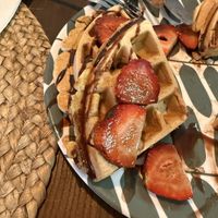 Vegan waffles - half eaten  at Rawfully Delicious in Fort Myers