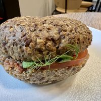 A tomato and greens sandwich- still a bit of a mystery   at Caffeine  in Sigulda