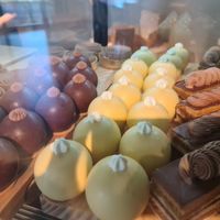 Passionfruit Rocher in the centre.  at GingerSnap Patisserie in West Melbourne