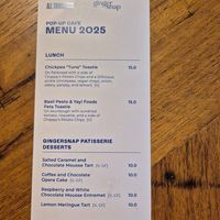 Popup menu August 2025 at GingerSnap Patisserie in West Melbourne