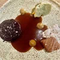 Appetizer with roasted beet and vegan jus  at Infini in Noord