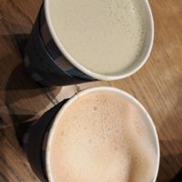 Cappuccino and matcha latte at IST - Cups & Clouds  in Istanbul