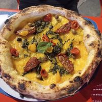 With pumpkin sauce at Uagliò in Parma