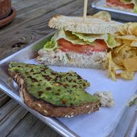 Chickpea salad (half) and part of the avo toast (didn't think to take a photo before starting!) at Marsh Moon Cafe in Edisto Beach