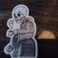 Love the art, but decaf drinkers need love too! at Marsh Moon Cafe in Edisto Beach