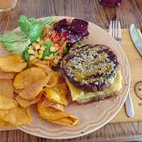 Hamburger vegan at Rir Sol Bio in Alcobaca