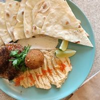 Habib (House-made falafel, mushroom kafta, dry chestnut curd, hummus, tabbouleh, babaganoush, rice with lentils and sheet bread) at Kantina Prestes in Natal