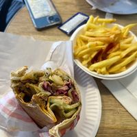 vegan kebab and chips at FilFil in Brighton