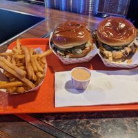 Vegan burger with french fries at Stay Tuned Burgers in Las Vegas