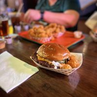 Vegan single burger & tater tots, Yumm   at Stay Tuned Burgers in Las Vegas