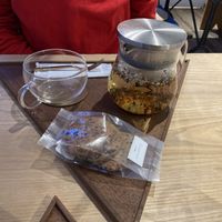 Herbal tea and cookies  at SACHI Confectionery in Fujisawa