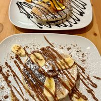 Both sets of pancakes   at Wild Wee Pancakes in Inverness