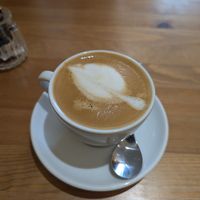 White coffee with oat milk at Wild Wee Pancakes in Inverness