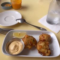 3 count Conk fritters at Bread and Chocolate Vegan Bistro in George Town